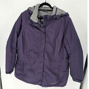 Eddie Bauer Womens Sz 2X Winter Coat Purple Gray Puffer Snow Jacket